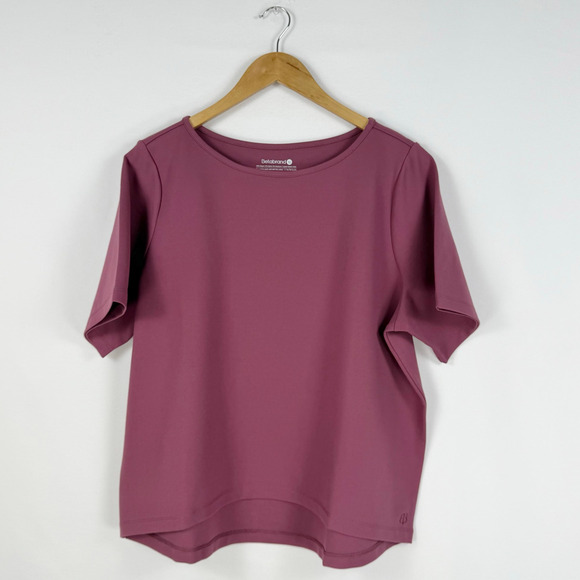Beta Brand Women’s Boxy Short Sleeve High Low Top XL Burgundy Ponte Knit - Picture 2 of 10